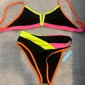 NWT POPVIL Vibrant Colorblock Bikini Set
